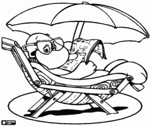 Colorear Hombre con periódico en la playa