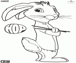 Colorear Hop el conejo con las baquetas