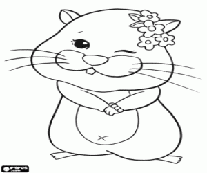 Colorear Hámster Zhu Zhu Pets con flores