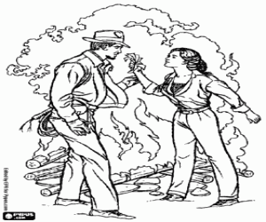 Colorear Indiana Jones y Marion