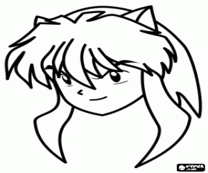 Colorear Inuyasha, cara del protagonista