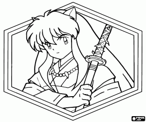 Colorear Inuyasha, un retrato enmarcado