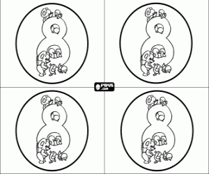 Colorear Invitaciones fiesta de ocho años