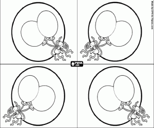 Colorear Invitaciones fiesta con globos