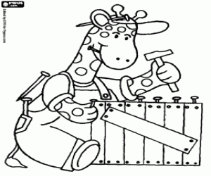 Colorear Una jirafa como un carpintero