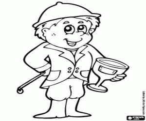 Colorear Jockey. Jinete con el trofeo