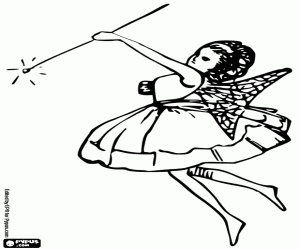 Colorear Joven hada con varita en acción