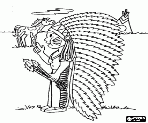 Colorear Joven jefe indio en la llanura