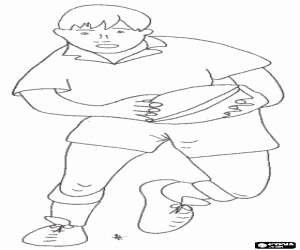 Colorear Jugador de rugby con el balón