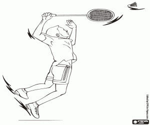 Colorear Jugador en un juego de bádminton