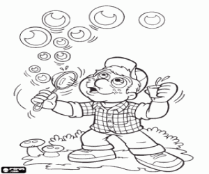 Colorear Julio y burbujas de jabón