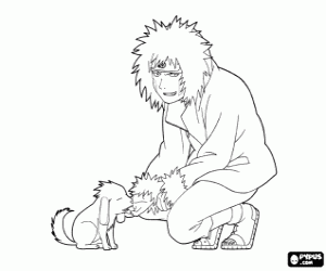 Colorear Kiba y perro, personajes Naruto