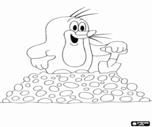 Colorear Krtek, el topo y su madriguera