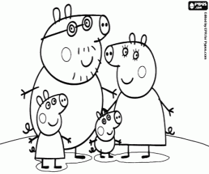 Colorear La familia de Peppa Pig