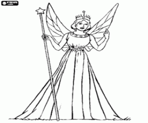 Colorear La reina de las hadas con la corona 