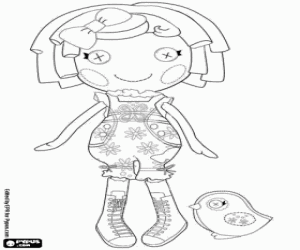 Colorear Lalaloopsy y un pájarito