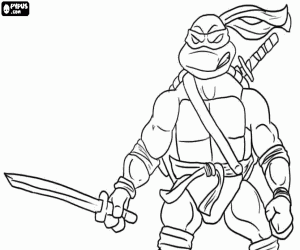 Colorear Leonardo, el ninja de la katana