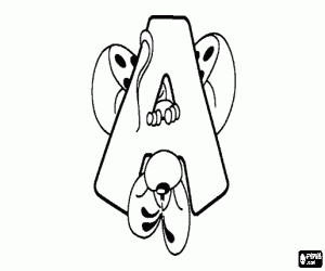 Colorear Letra A con el ratoncito travieso 