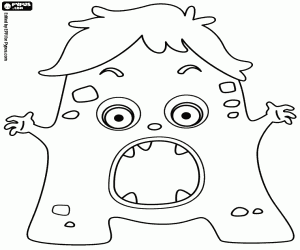 Colorear Letra A, un monstruo con brazos