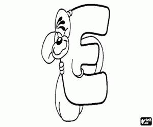 Colorear Letra E con el ratoncito travieso 