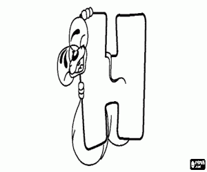 Colorear Letra H con el ratoncito travieso 