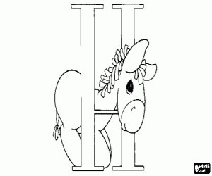 Colorear Letra H con un pequeño caballo