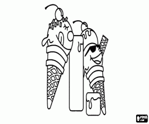 Colorear Letra I con dos helados