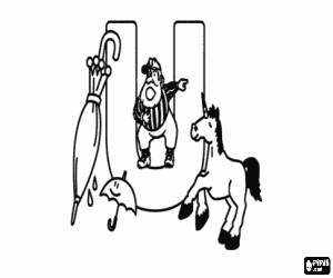 Colorear Letra mayúscula U con objetos