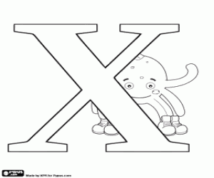 Colorear La letra rusa Х y Pypus detrás