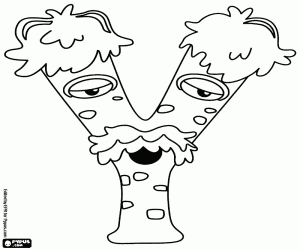 Colorear La letra Y, un monstruo viejo 