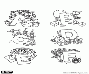 Colorear Letras decoradas de A a F