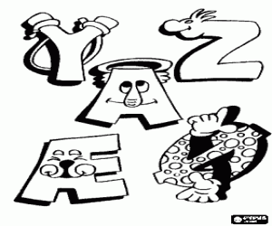 Colorear Letras con dibujos divertidos