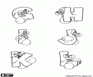 Colorear Letras G a R y el pequeño ratón