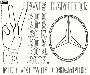 Colorear Lewis Hamilton, x6 campeón mundial