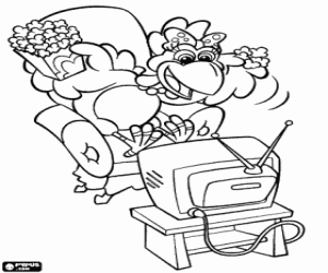 Colorear Lilica la gallina y la tele