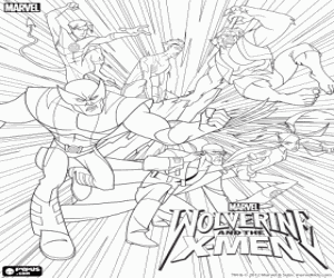 Colorear Lobezno y los X-Men