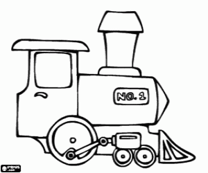 Colorear Locomotora de vapor con número 1