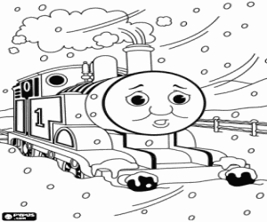 Colorear La locomotora Thomas y la nieve