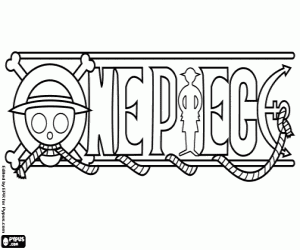 Colorear Logo de One Piece, manga japonés