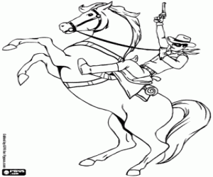 Colorear Lone Ranger y Silver en acción