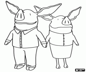 Colorear Los padres de la cerdita Olivia