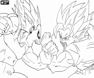 Colorear Lucha entre Goku y Vegeta