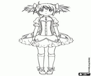 Colorear Madoka Kaname, personaje anime 
