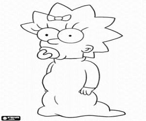 Colorear Maggie Simpson con el chupete