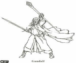 Colorear El mago del anillo, Gandalf
