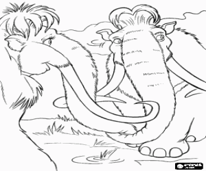 Colorear Los mamuts Manny y Ellie