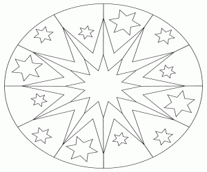 Colorear Mandala circular con estrellas