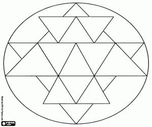 Colorear Mandala circular con un yantra