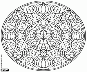 Colorear Mandala figurativo del otoño