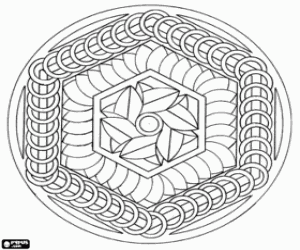 Colorear Un mandala con hexágonos